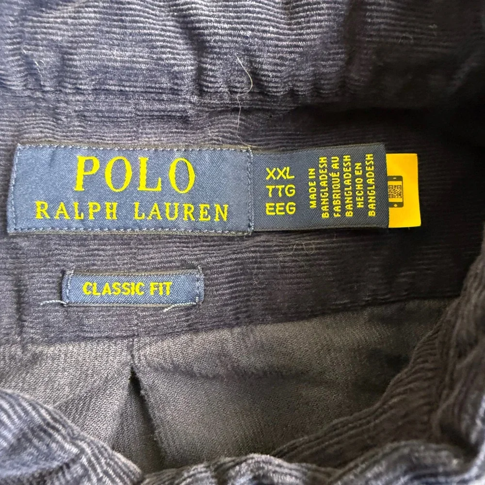 Polo Ralph Lauren Corduroy Shirt Mens XXL Blue Classic Fit Winter Button Down